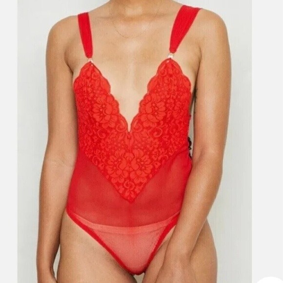 Free People We Are HAH Cheap And Cheerful Bodysuit Red Women's Small Revolve - Picture 1 of 13